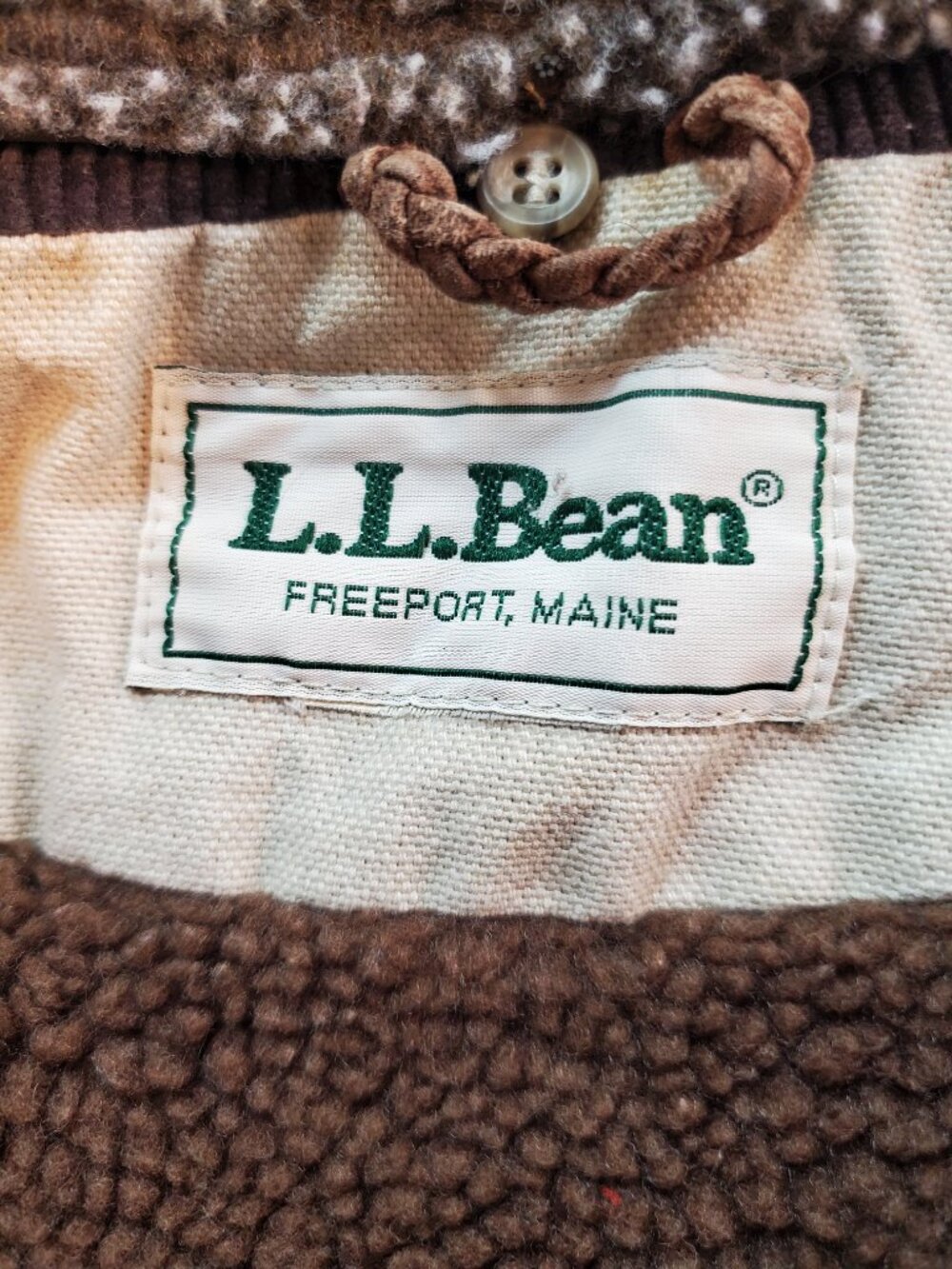 LL BEAN Vintage Barn Coat Field Jacket Womens Khaki/Stone Corduroy/Sherpa Collar - Picture 2 of 12